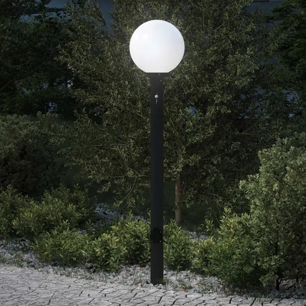 Lampada a paletto con sensore e presa 120 cm Nera IP44 4006125