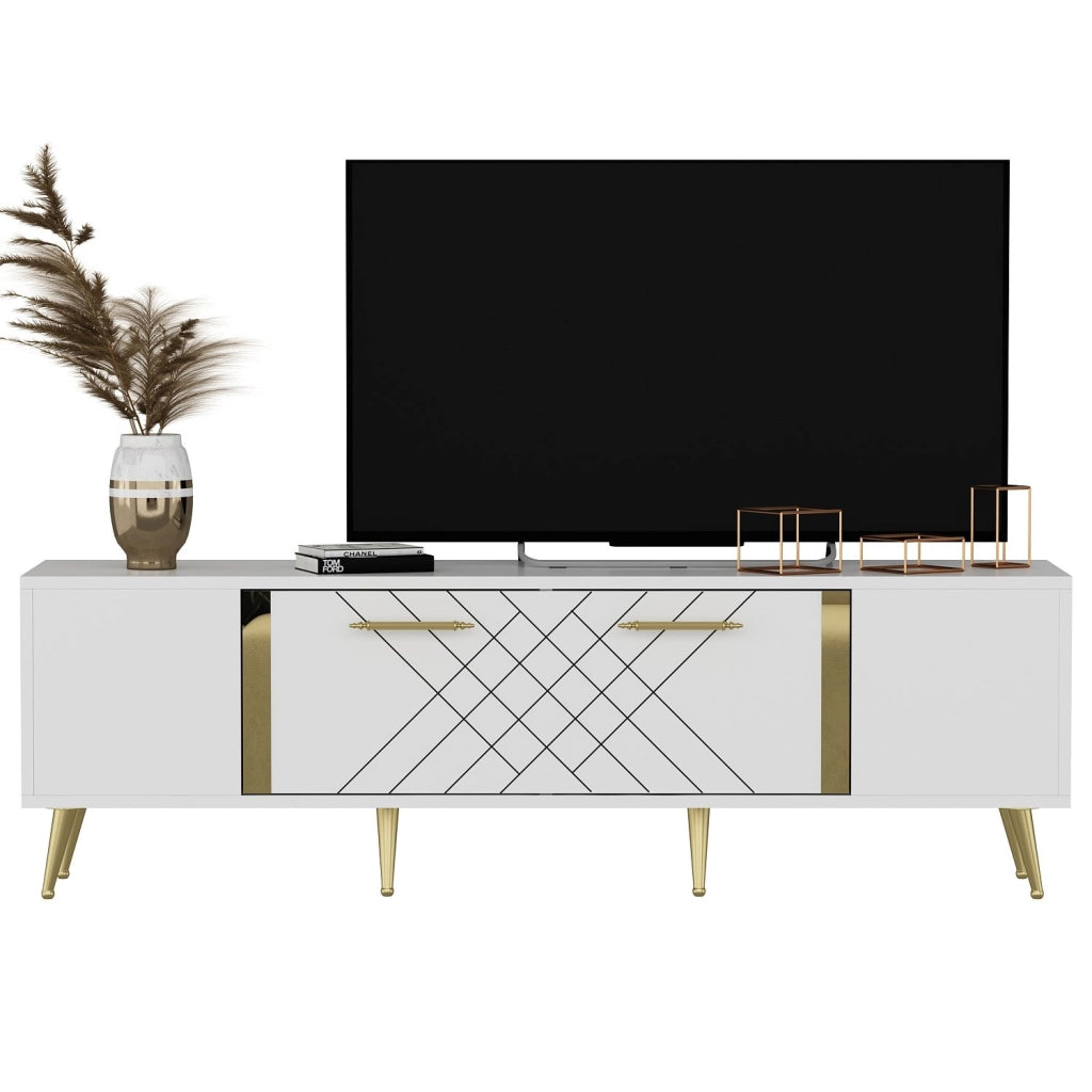 Porta TV in legno "Detas" - 150 x 35 x 48 cm - Oro