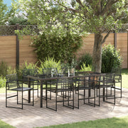 Set da pranzo da giardino 9 pezzi in rattan plastico nero