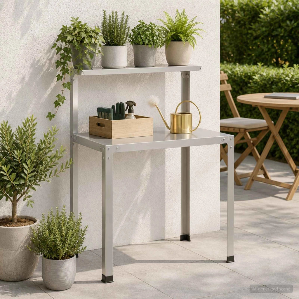 Tavolo da rinvaso 100 x 50 x 104 cm Acciaio Inox Argento 8014901