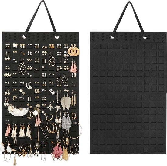 Organizzatore da parete per orecchini e accessori - Tasca appesa per orecchini, bracciali e collane - Dimensioni 57*35cm - Nero - Organizzatore per gioielli da appendere
