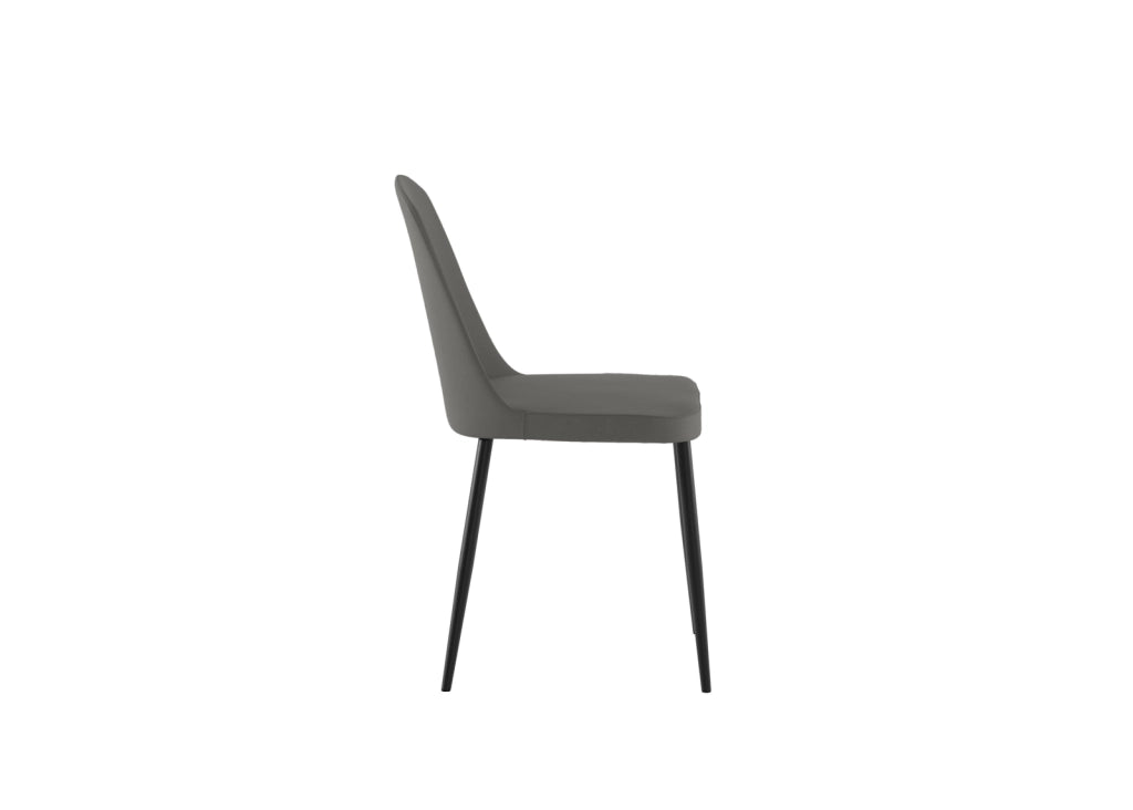 Sedia Tamara da pranzo moderna rivestimento soft-touch grigio chiaro gambe in metallo nero, design elegante 45x52x85 cm - Seduta Design