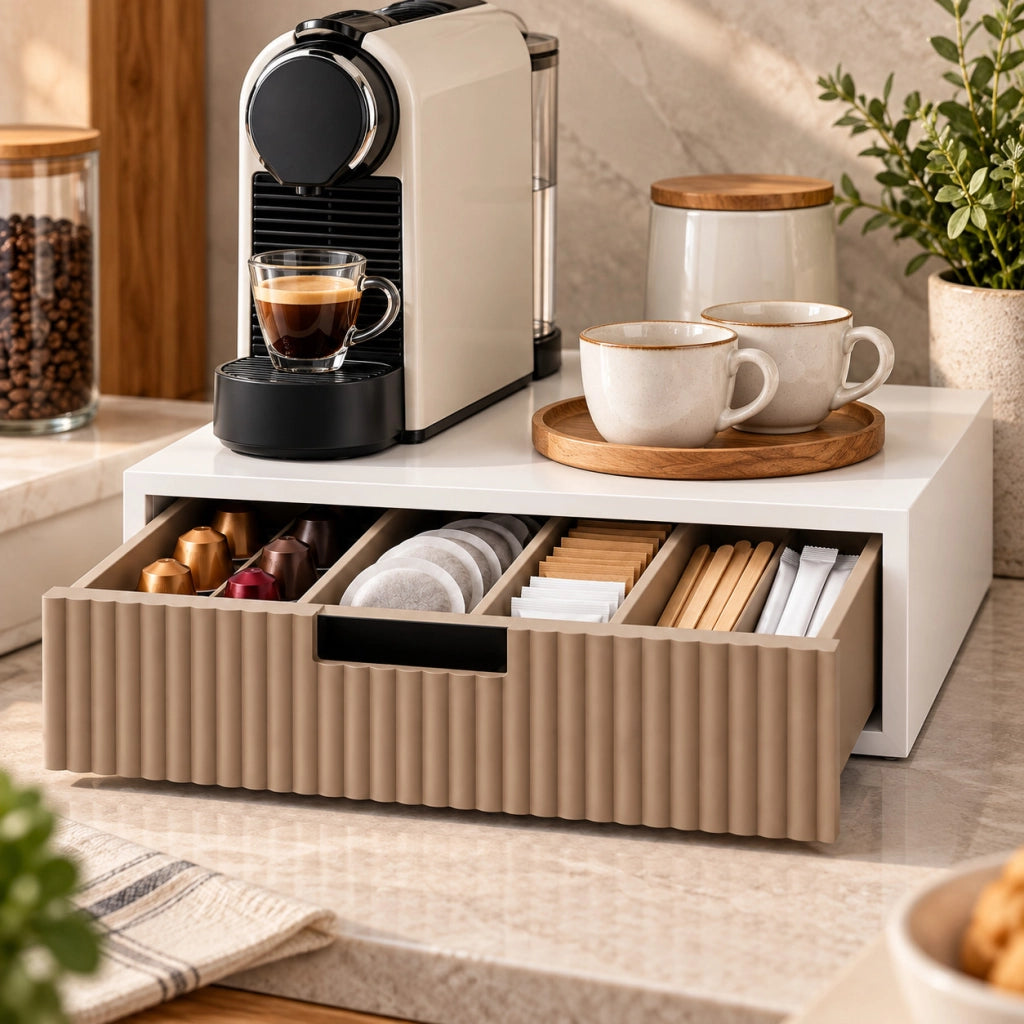 ORGANIZER CAFFE CAPSULE CIALDE PORTAOGGETTI CASSETTO DIVISORI 30X30XH10CM 749560