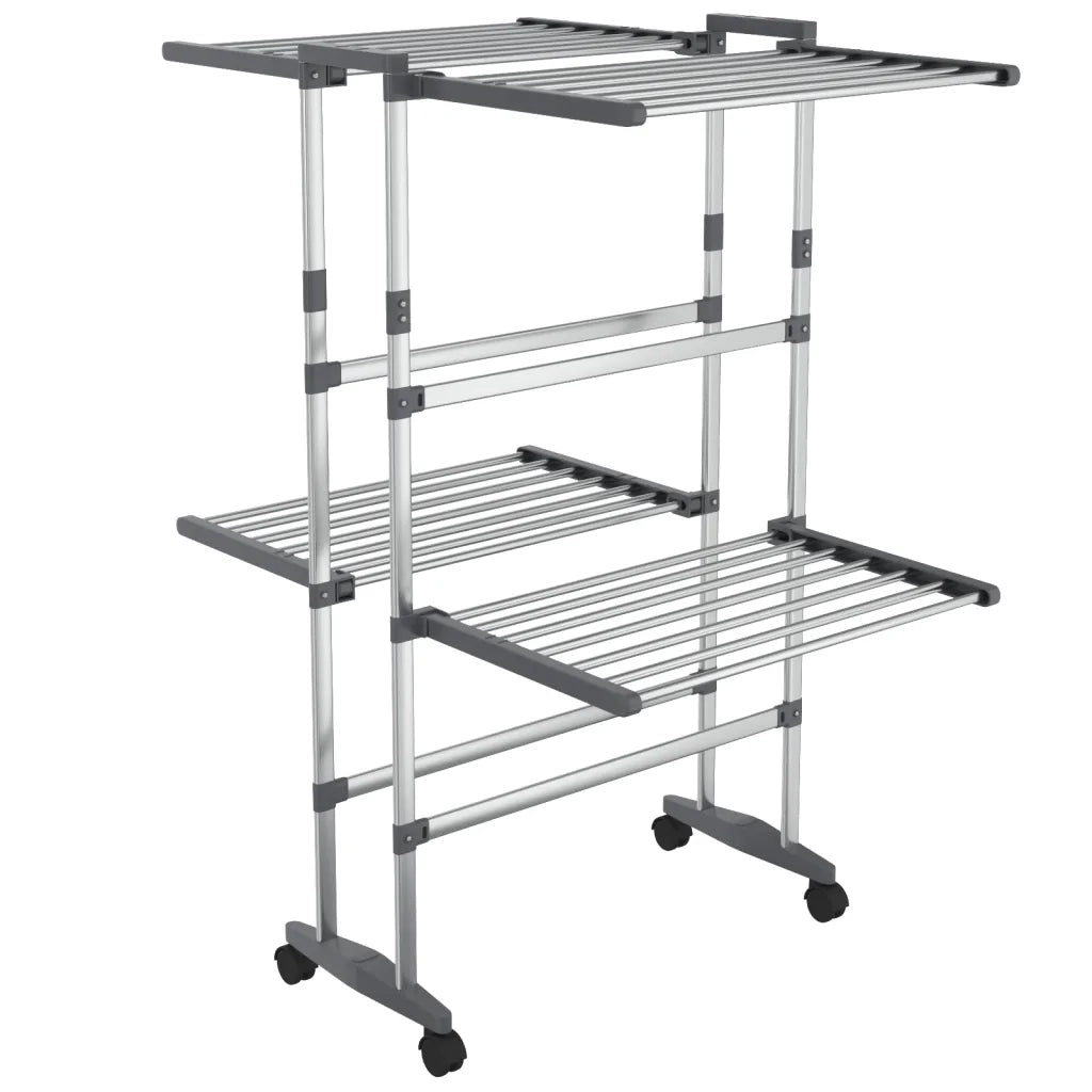 Stendibiancheria a 2 Livelli con Ruote Argento 60x70x106 cm CFW6867671