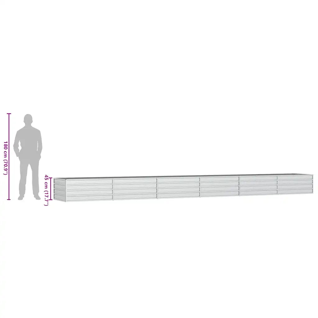 Letto Rialzato Giardino 600x80x45 cm in Acciaio Zincato Argento 316903