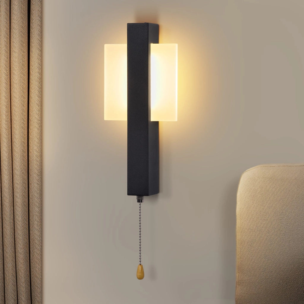 ZMH Applique da parete moderna a LED per interni nera con interruttore a tirante 3000K 6W