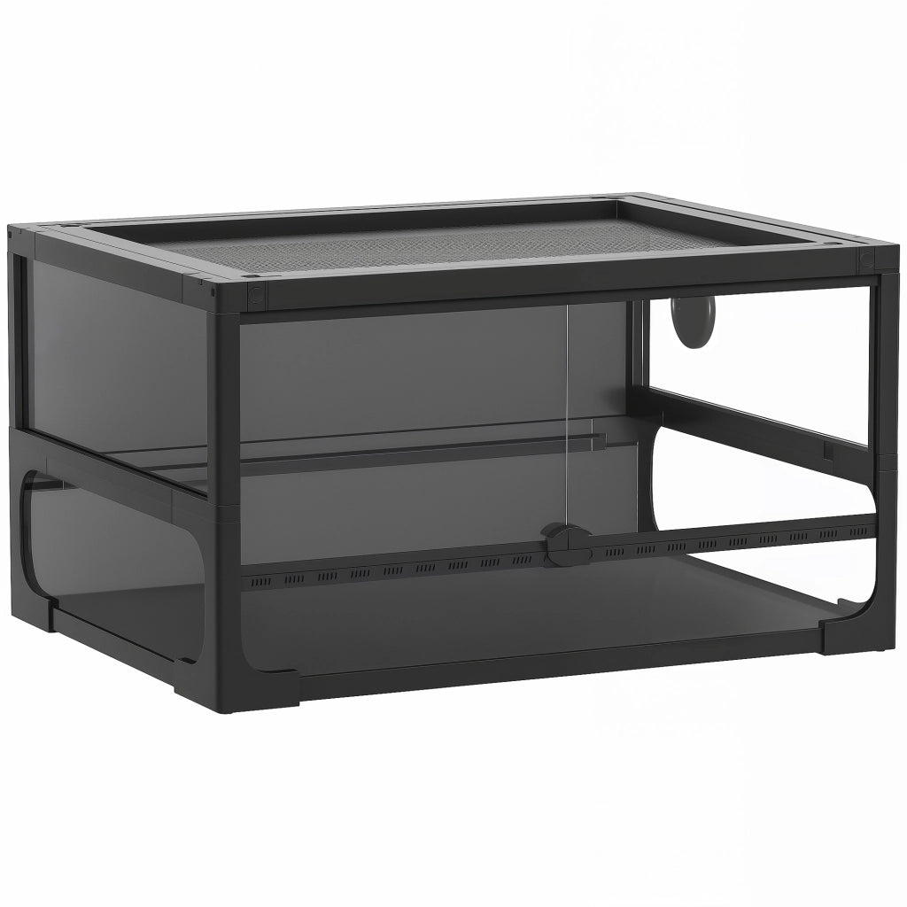 Rettilario Rialzato Pieghevole con Coperchio ¨C Minimal ¨C Nero, Vetro Temperato, 60x45x32 cm