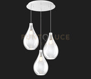 SOSP. BIANCO 3 LUCI TONDA VETRI MEDI TRASPARENTE 1193BI-S3 TM-TR