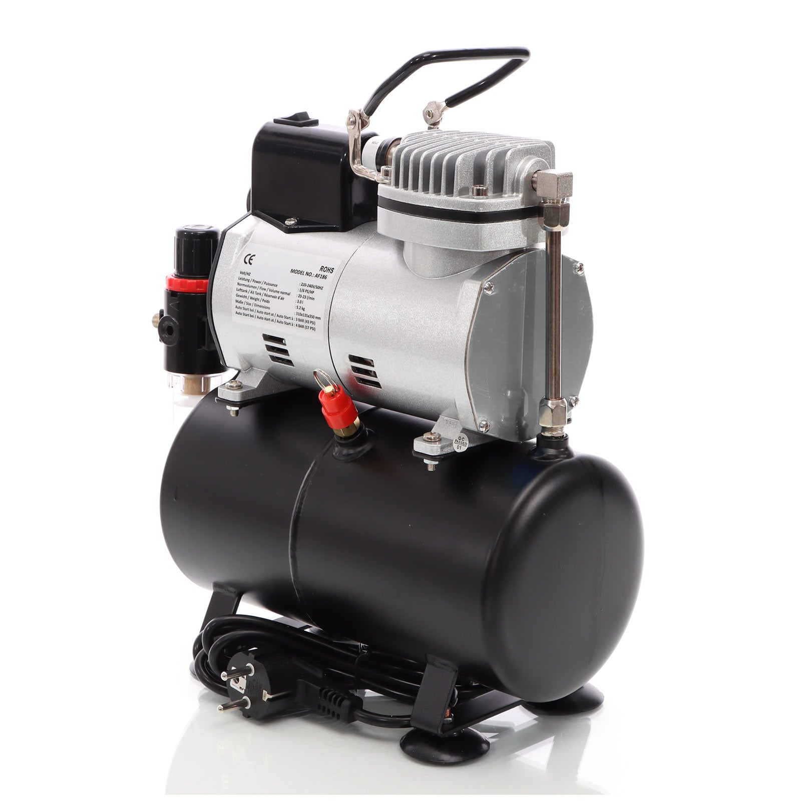 Compressore per aerografo AF186 con serbatoio riduttore di pressione 4 bar Start-stop automatico
