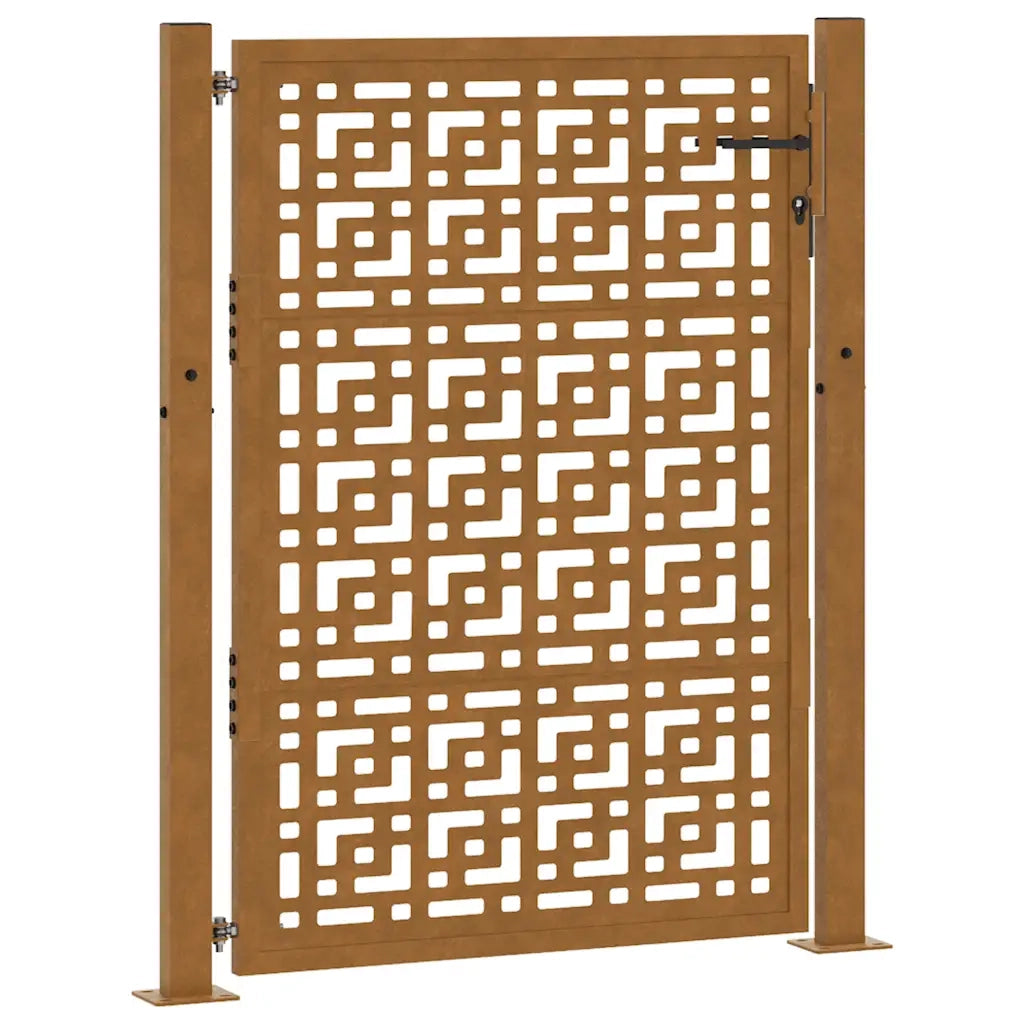 Cancello da giardino 100x125 cm in acciaio corten con design a croce 4101005