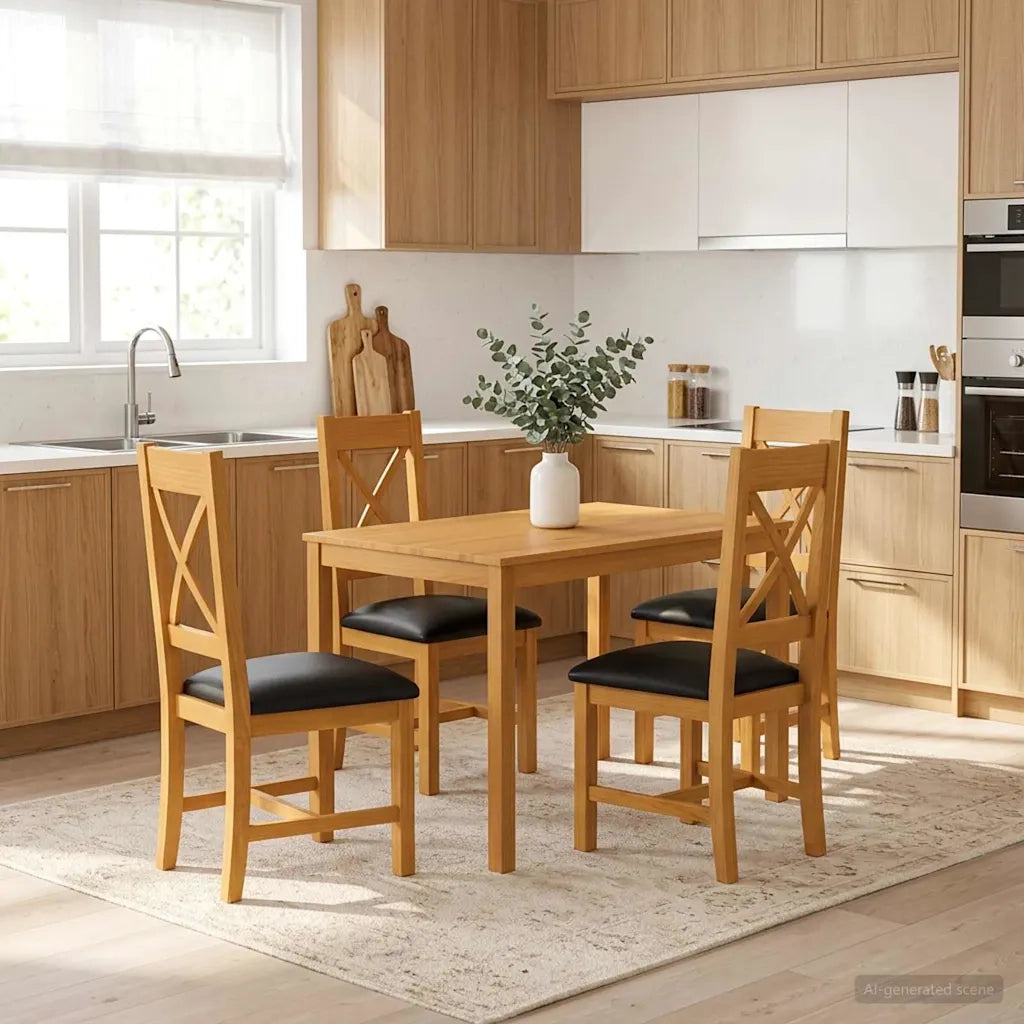 Set da pranzo 5 pz Nero Legno di Quercia Massello 3430252