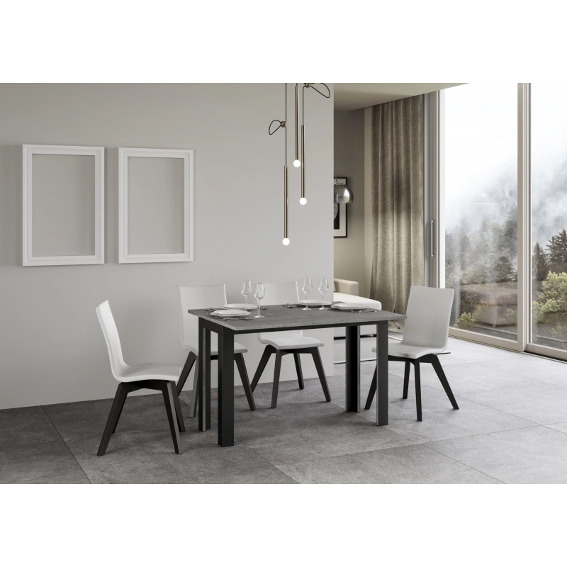 Tavolo apribile 120/200x45/90 cm Linea Double telaio Antracite - Cemento