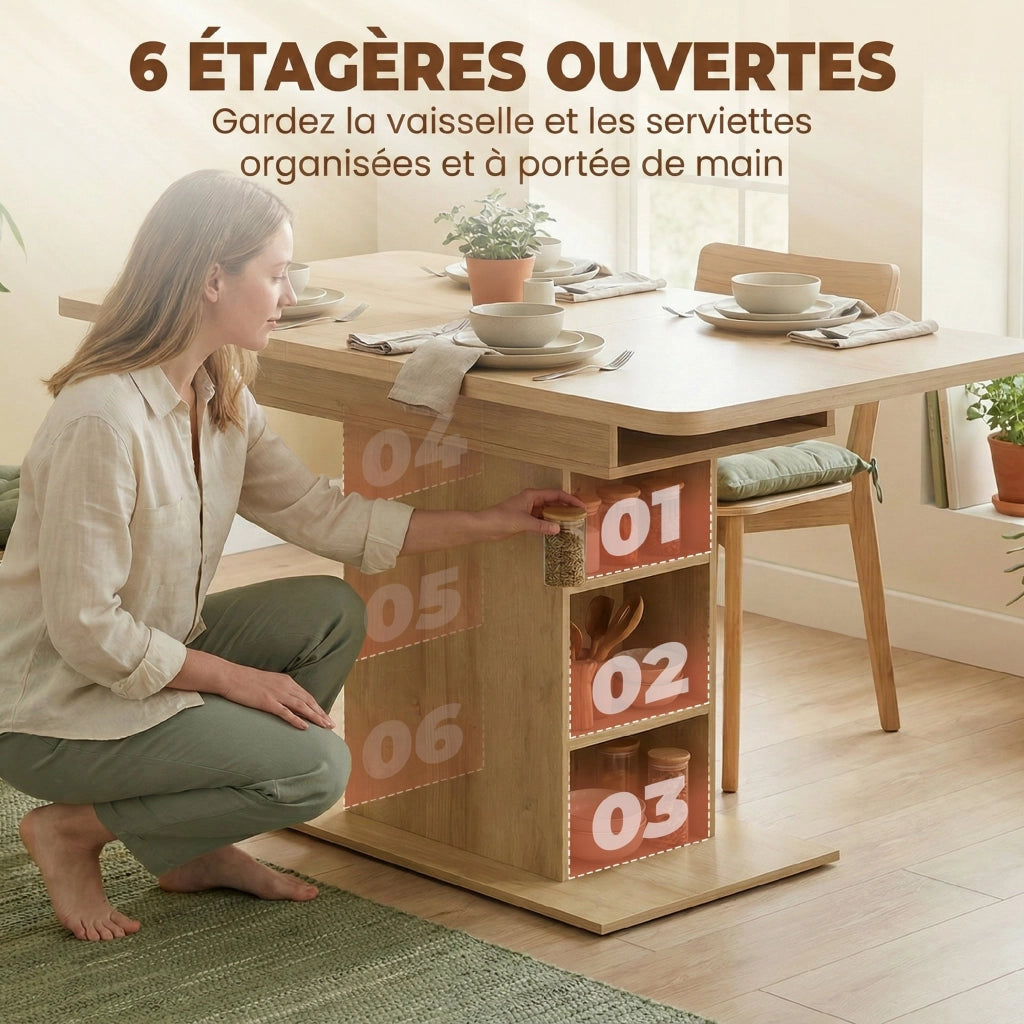 Tavolo da pranzo allungabile rettangolare in legno ¨C Minimal ¨C Naturale 110-130 cm