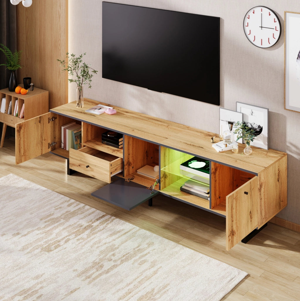 Mobile TV moderno 190 cm con LED, ante e cassetto