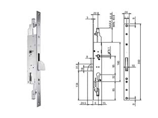 SERRATURA TRIPLICE INFILARE PER MONTANTI E PERSIANE S/SCROCCO N98800  mm.30 (N9880030000)    CORNI