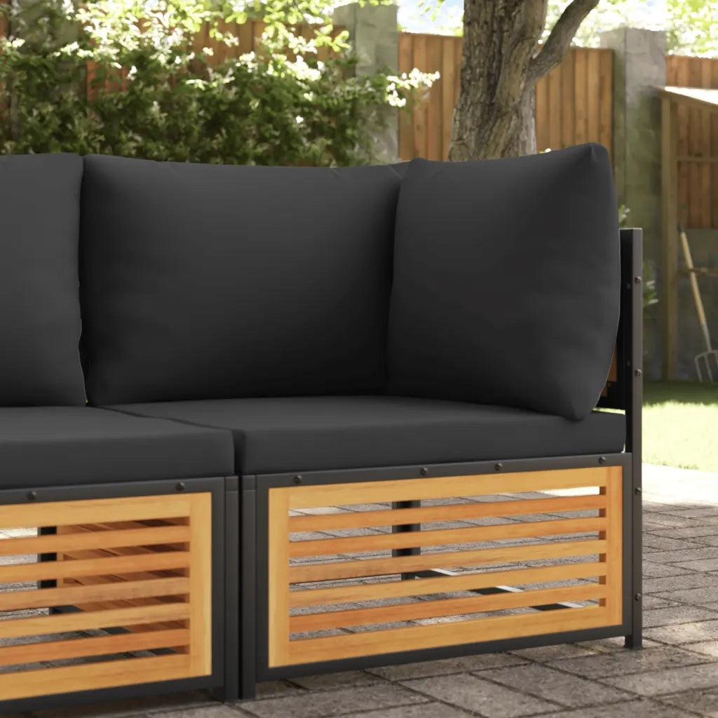 Divano Angolare Giardino con Cuscini Legno Massello di Acacia 367638