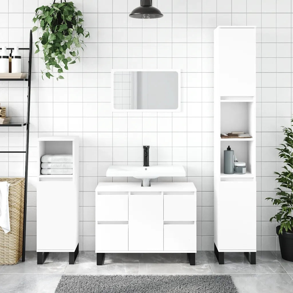 Mobile da Bagno Bianco 80x33x60 cm in Legno Multistratocod mxl 103790