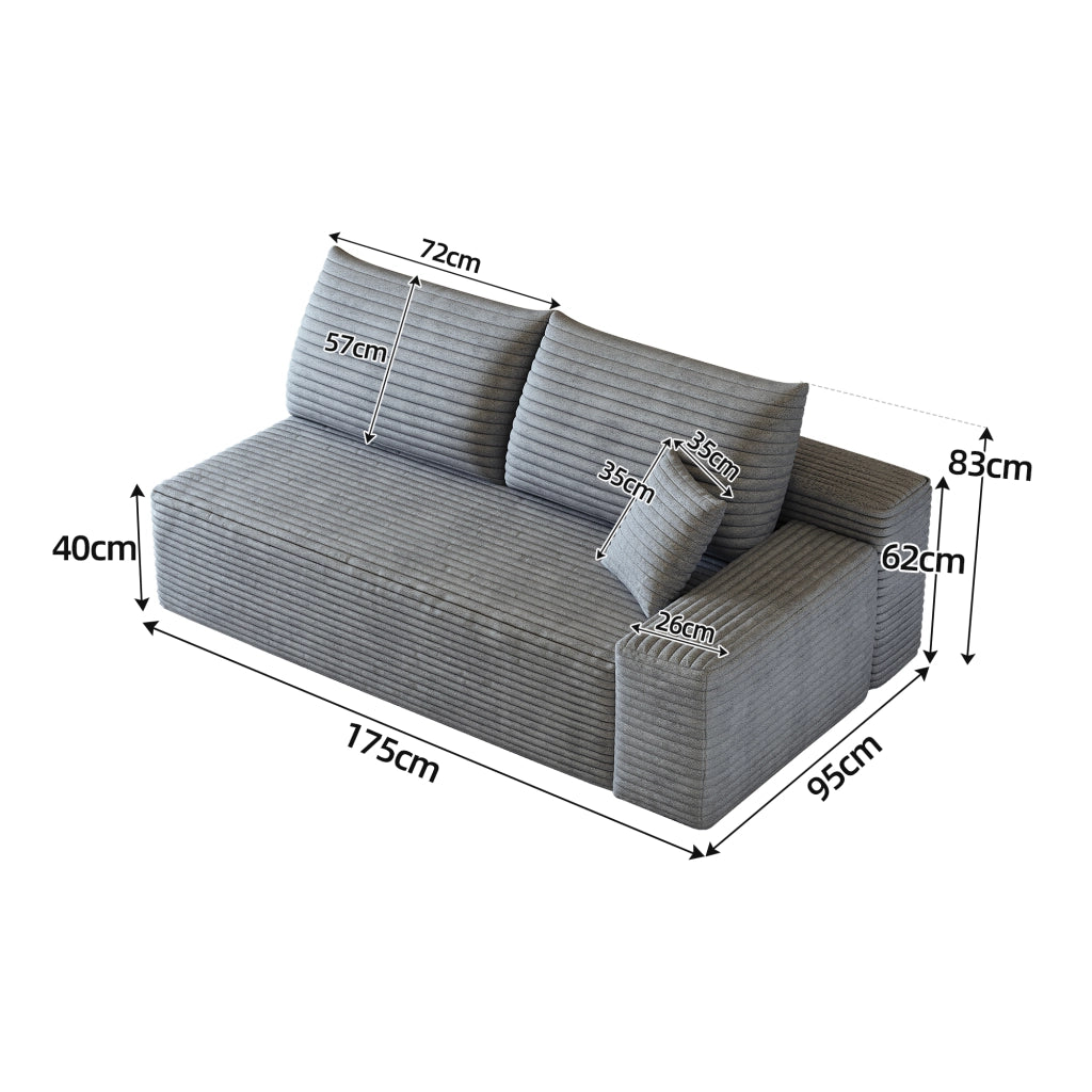 DIVANO 2 POSTI Chaiselongue reversibile Grigio in tessuto