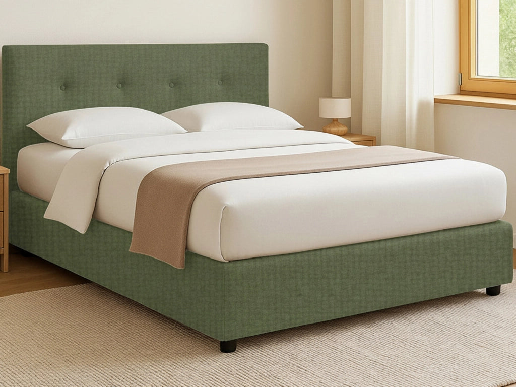 Bolton, Letto Piazza e Mezza Sfoderabile Made in Italy, Verde