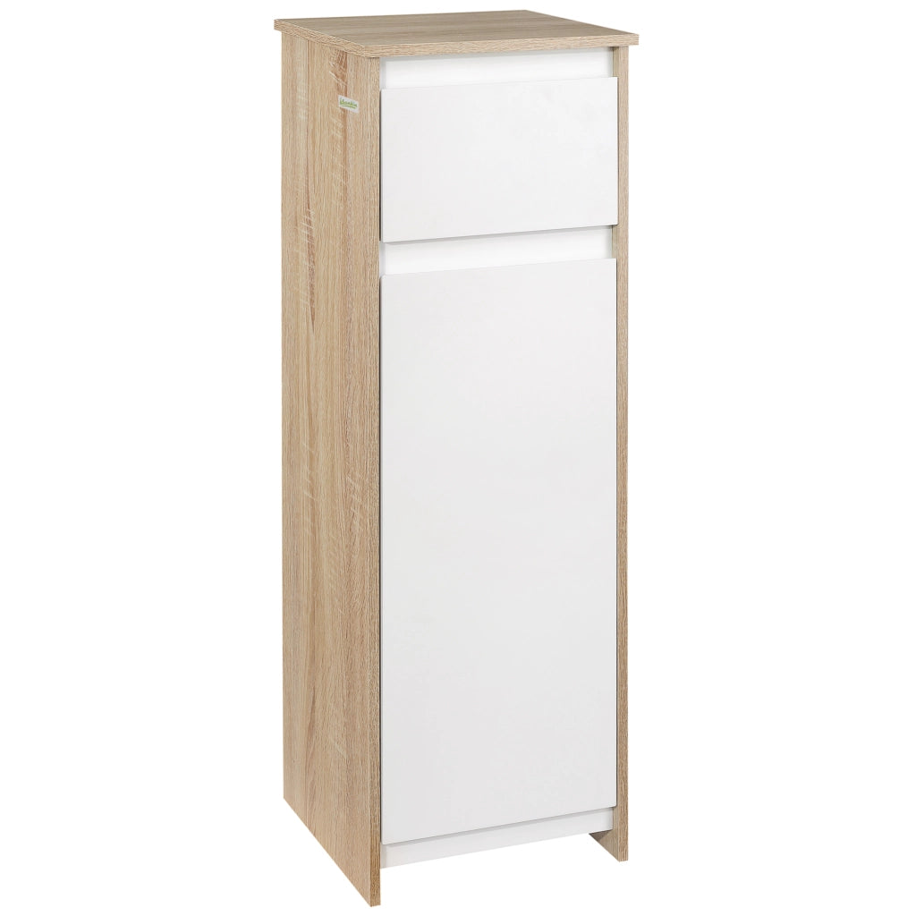 Armadio da bagno con cassetto e ripiano ¨C zephmum ¨C 32,6x30x90 cm bianco legno