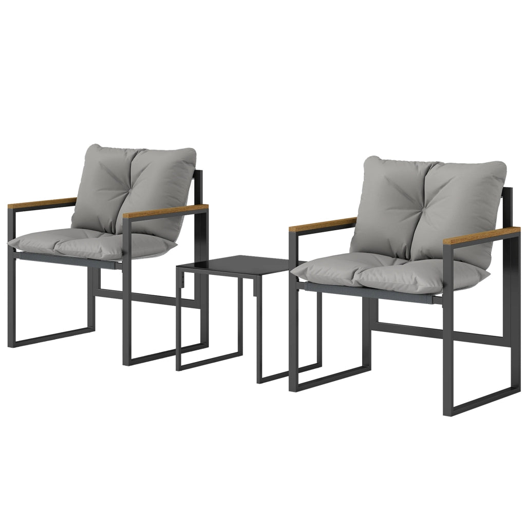 Set Tavolo da Esterno con Sedie per 3 Persone ¨C zephmum ¨C Metallo, Cuscini Spessi, Multicolore