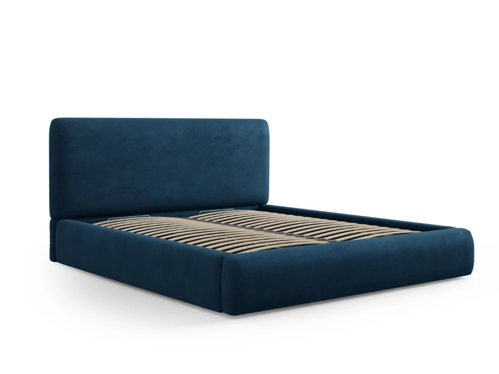 Cosmopolitan Design - Letto a cassettone con testiera "Colonel" 180x200cm in ciniglia blu reale 