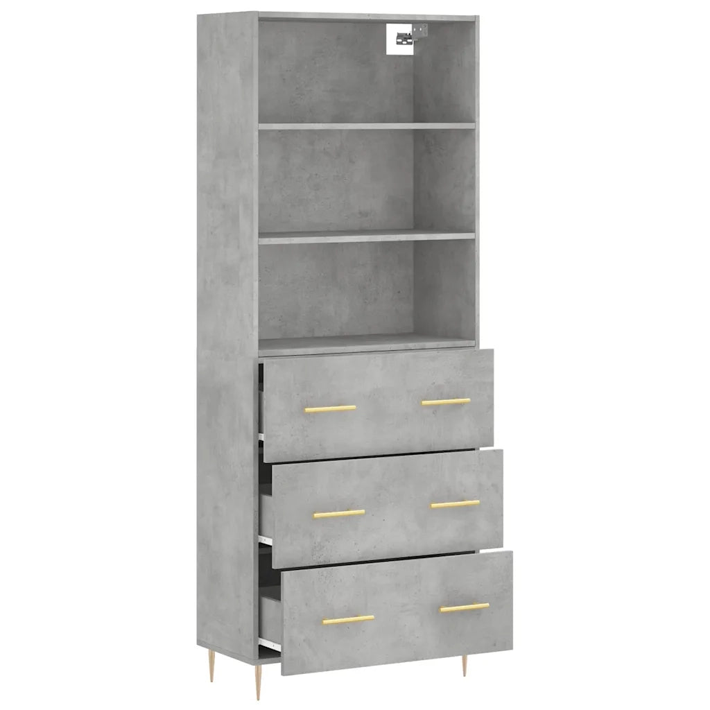 Credenza Grigio Cemento 69,5x34x180 cm in Legno Multistrato 3189369