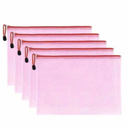 Set di 5 borse documentali con chiusura a cerniera PVC trasparenti impermeabili per documenti, mappe e dossier A5 rosse