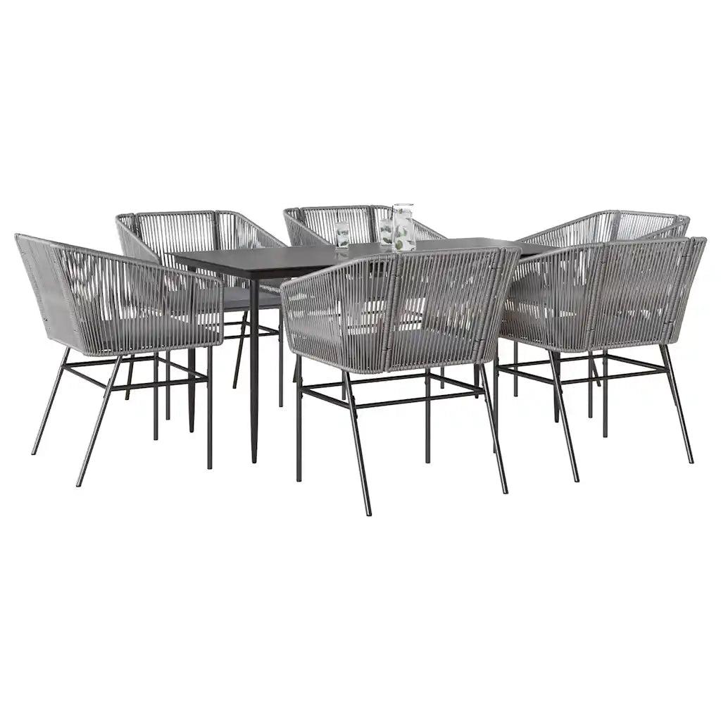 vidaXL Set da Pranzo da Giardino 7 pz con Cuscini Polyrattan Vetro