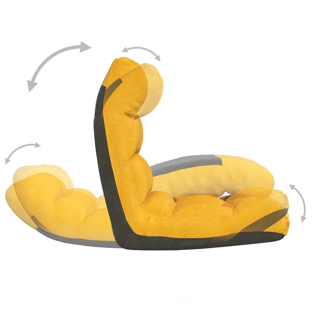Sedia a Sdraio da Terra Pieghevole Giallo Senape in Tessuto CFW8475016