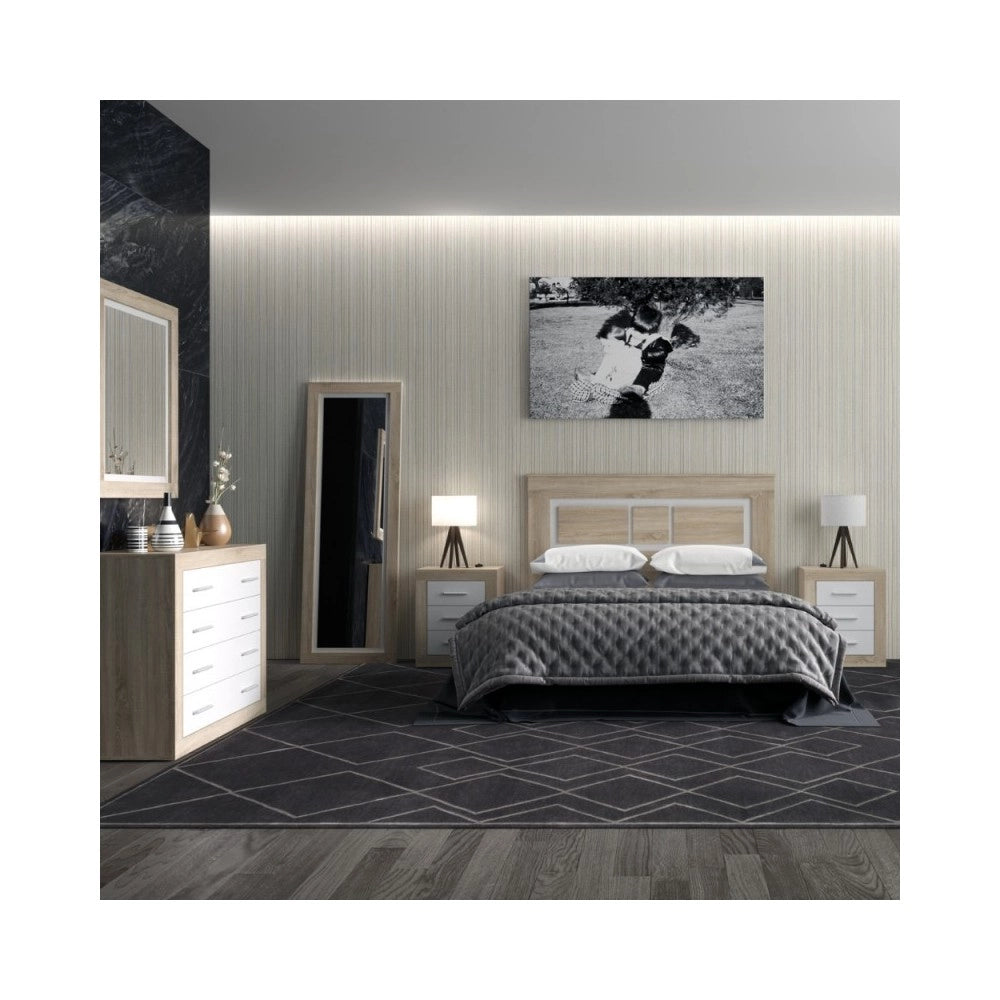 Cassettiera 4 cassetti rovere con frontali colore bianco Sara 98x40x82h