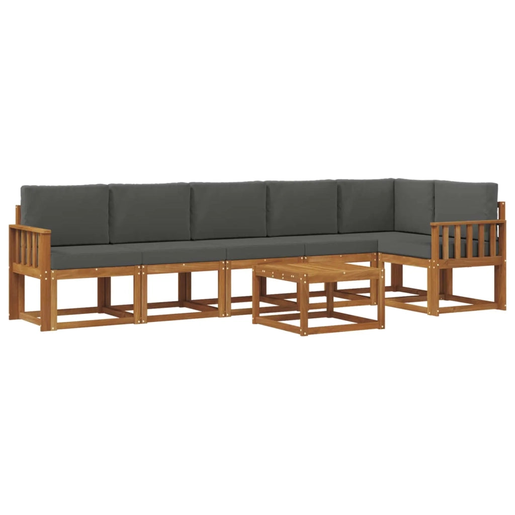 Set di divani da esterno con cuscino 7 pcs Naturale e Antracite