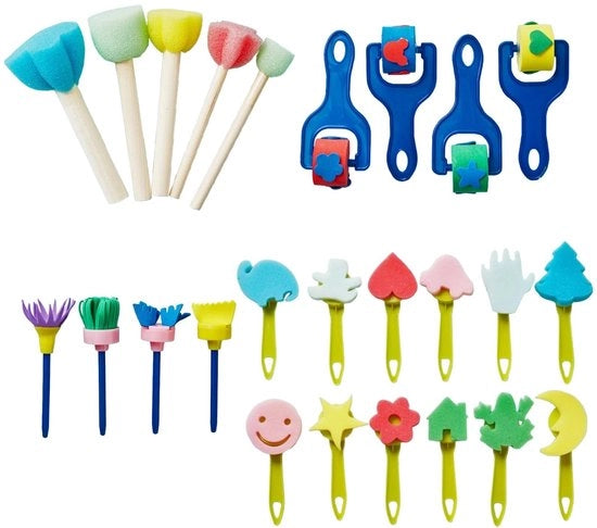 Set di pennelli per pittura da 25 pezzi - attrezzi artistici - DIY - creatività - materiali non tossici - pennelli riciclabili - pennello da pittore