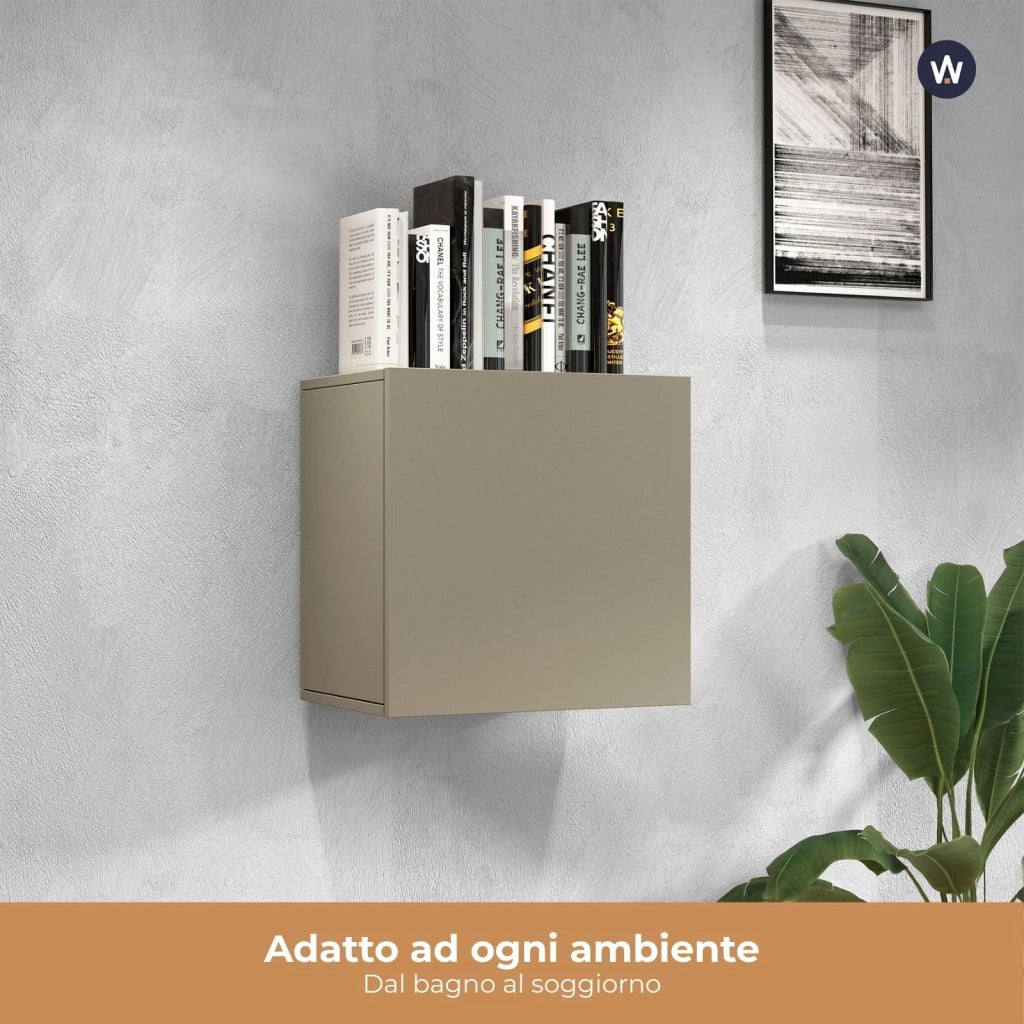 WHOUS Pensile a cubo Chronos con 1 anta tortora opaco 50x35x50 cm