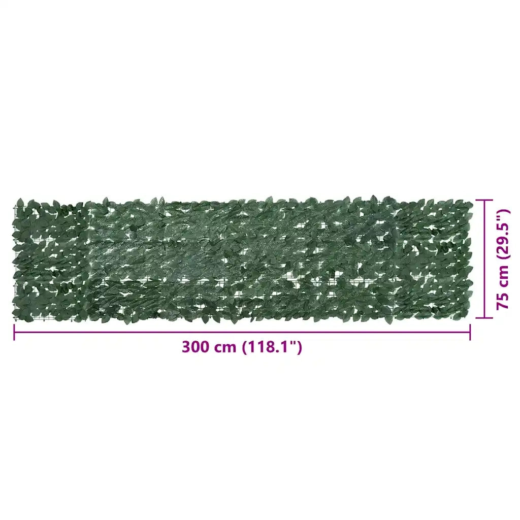 Paravento da Balcone-Pannello per balcone con Foglie Verde Scuro 300x75 cm