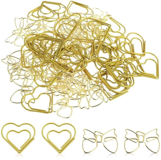 Viti di Carta in Metallo a Forma di Cuore o Farfalla - 60 pezzi - Viti di Metallo per Ufficio o Classe - Formato Compattibile - Viti a Zincatura - Viti per Ufficio