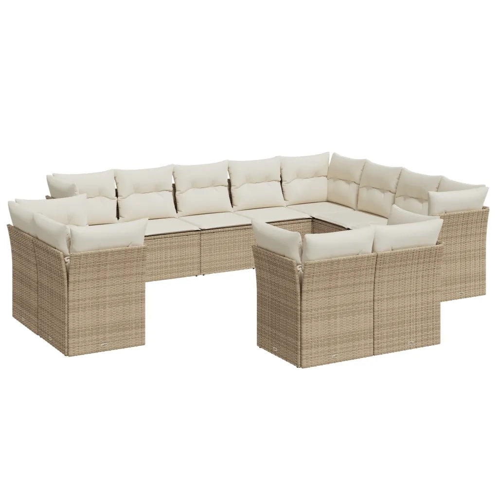 Set Divani da Giardino 12 pz con Cuscini Beige in Polyrattan 3250367