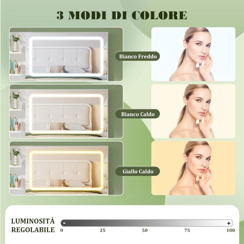 Toeletta Trucco con Luci,Postazione Trucco con Sgabello,Tavolo da Trucco con Specchio,Tavolo ad Angolo con Presa Elettrica, 5 Cassetti, Ripiani Aperti,Moderno per la Camera (Bianco)