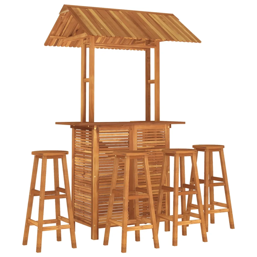 Set da Bar per Giardino 5 pz in Legno Massello di Acacia