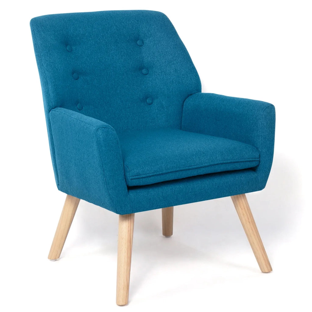 IDMarket - Poltrona scandinava in tessuto blu anatra NAT