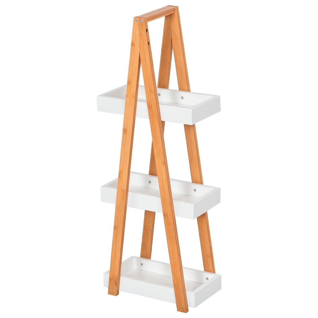 Kleankin Scaffale Bagno 3 Ripiani in MDF e Bamb¨´, 30x18x81cm, Colore Legno e Grigio