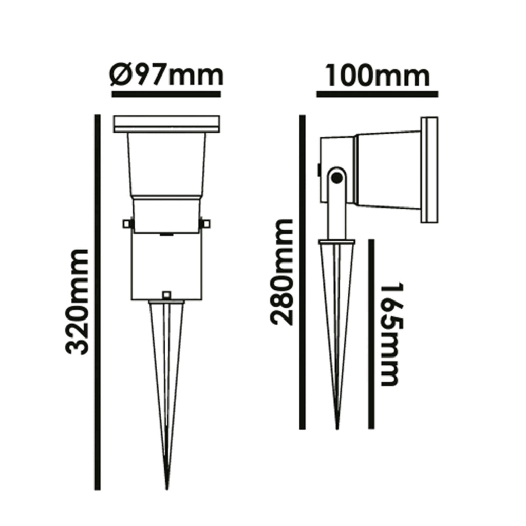 Faro Esterno Moderno Caleb Alluminio Nero 1 Luce Gu10 Ip65
