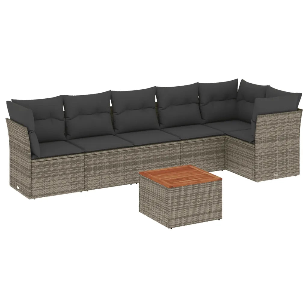 Set Divani da Giardino 7 pz con Cuscini Grigio in Polyrattancod mxl 112454