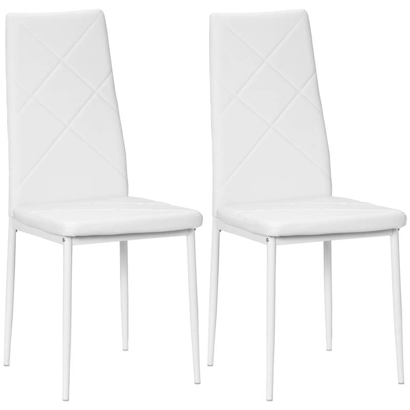 SET DI 2 SEDIE DA PRANZO MODERNE CON SCHIENALE ALTO IN FINTA PELLE E ACCIAIO, 41X50X97 CM, BIANCO