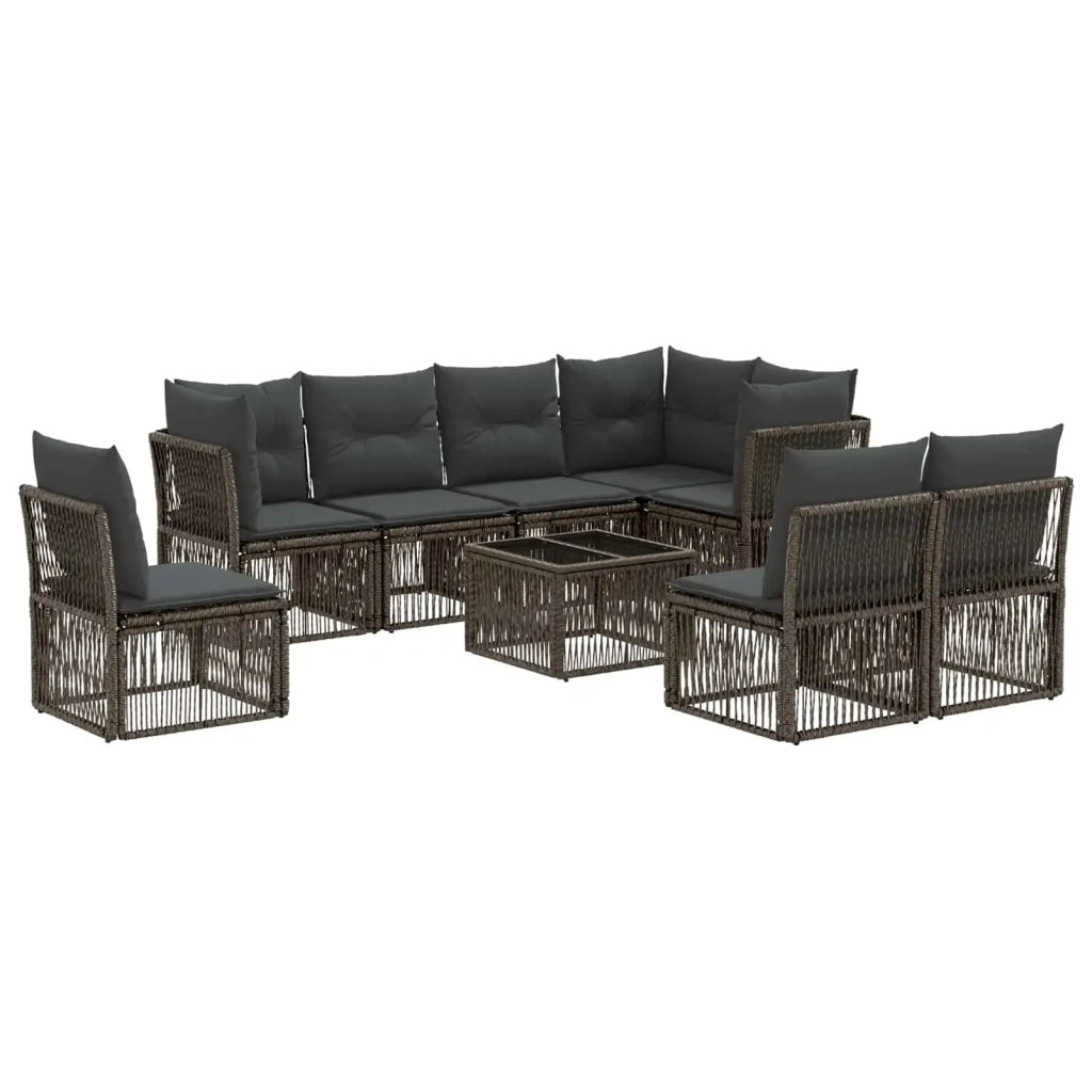 Set Divano da Giardino 9 pcs Grigio polyrattan