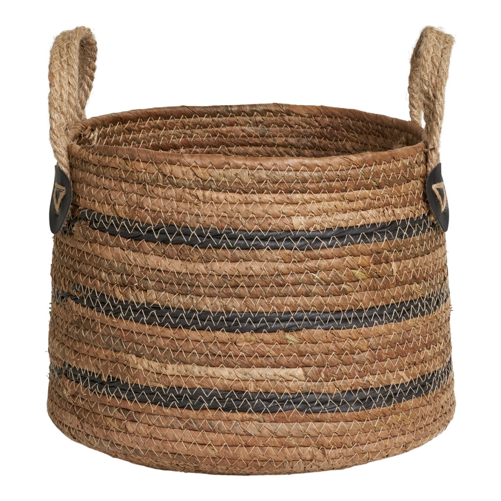 Set di 2 Cesti Portaoggetti Erba, Marrone, Foglie di Banano, 30,5x30,5x21,5 cm