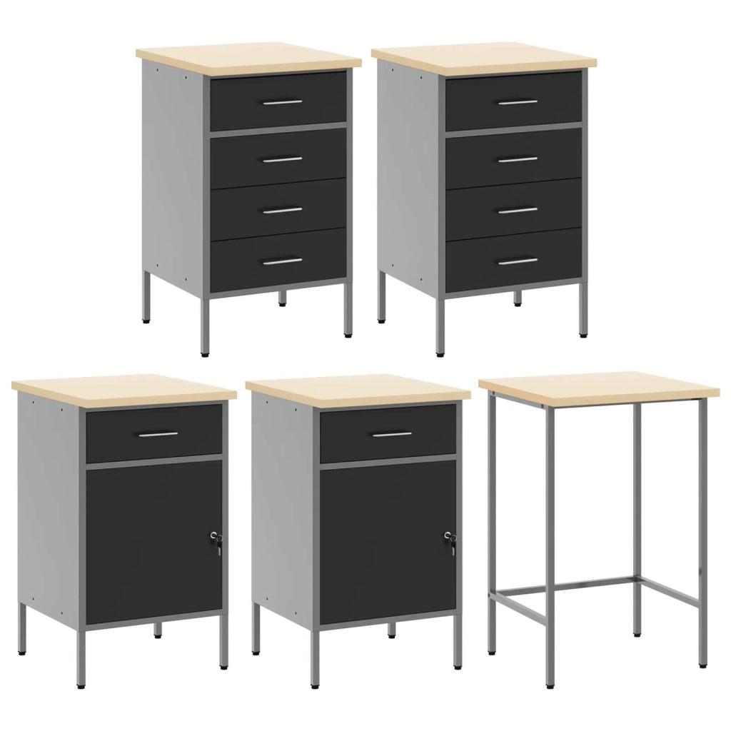 Set di mobili da lavoro con cassetto 12 pcs Nero e Grigio 3321512