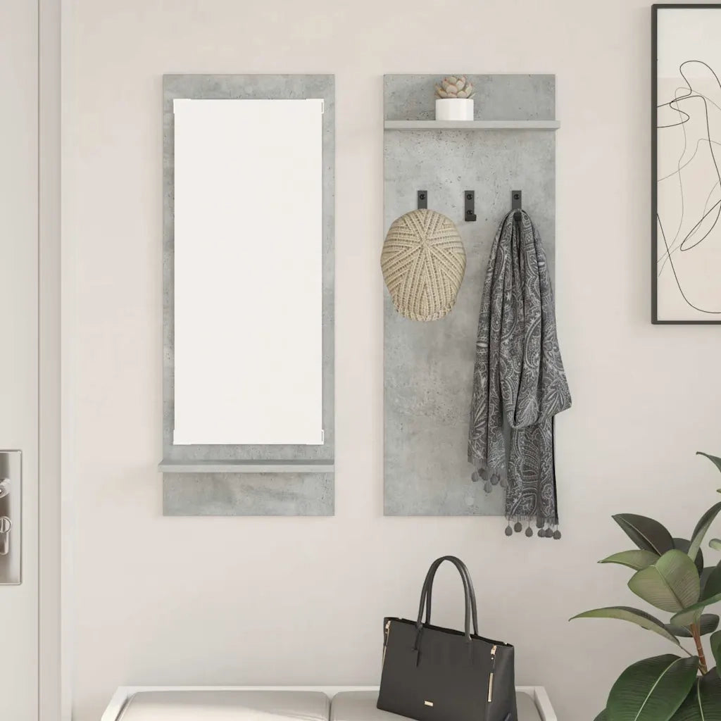 Appendiabiti a muro con specchio Grigio cemento 70 x 10 x 90 cm CFW7953895