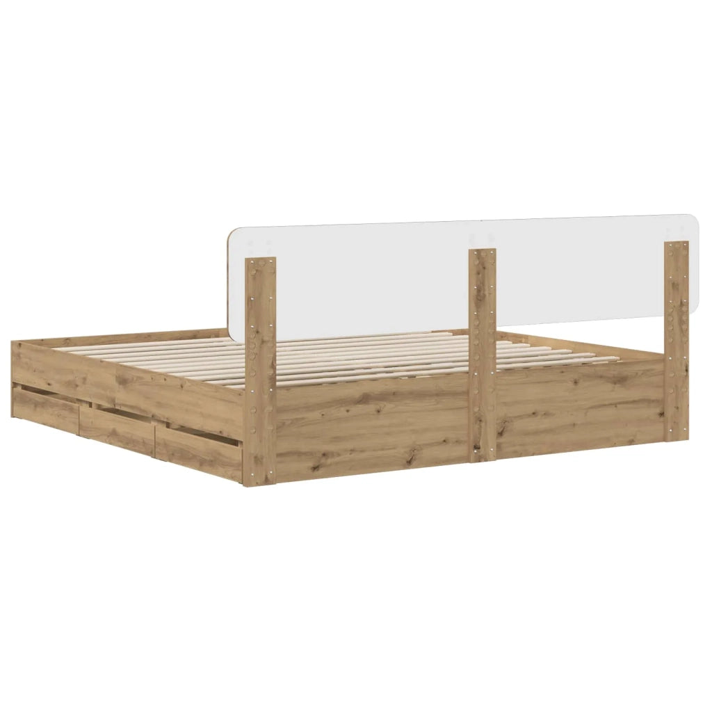 Bed Frame with Storage and Headboard Artisan Oak 180 x 200 cm 3445829