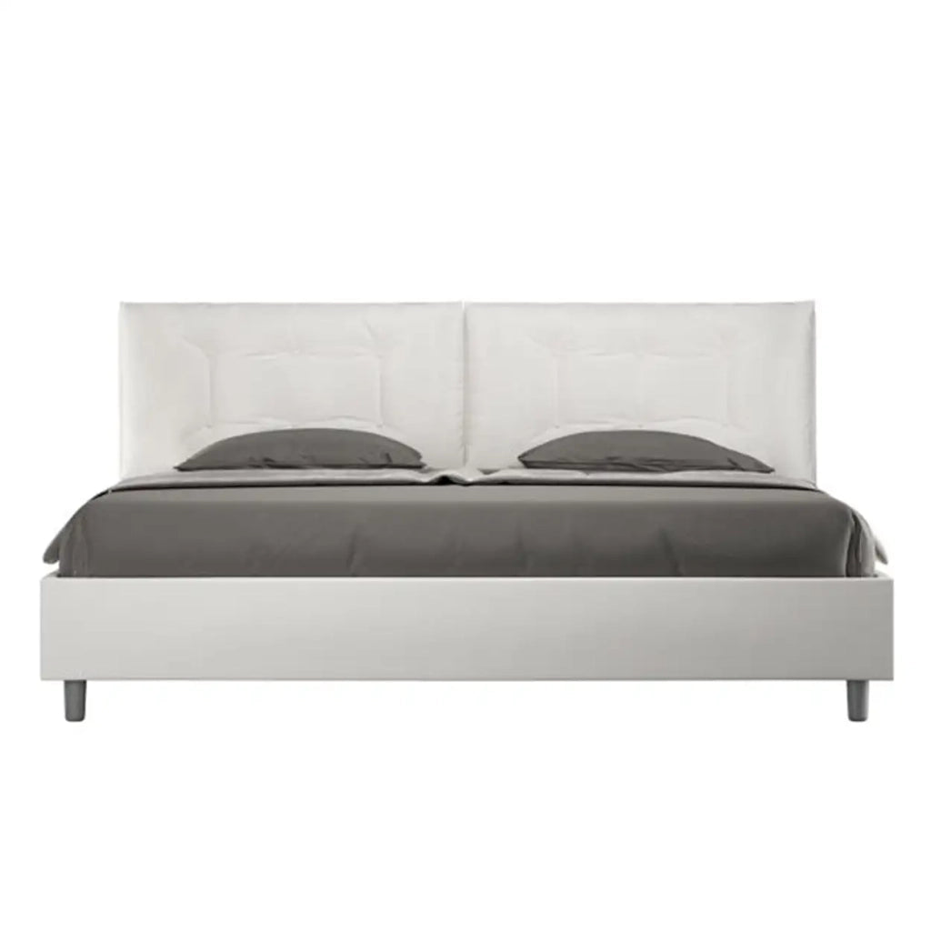 Letto matrimoniale king size contenitore imbottito 200x200 similpelle bianco Annalisa Large